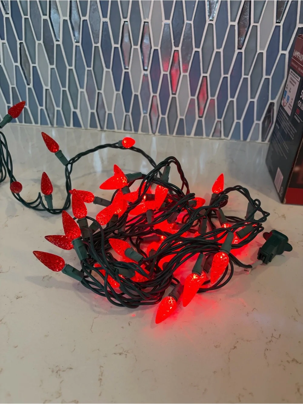 LAMPhome 50 LED C6 String Lights - Red